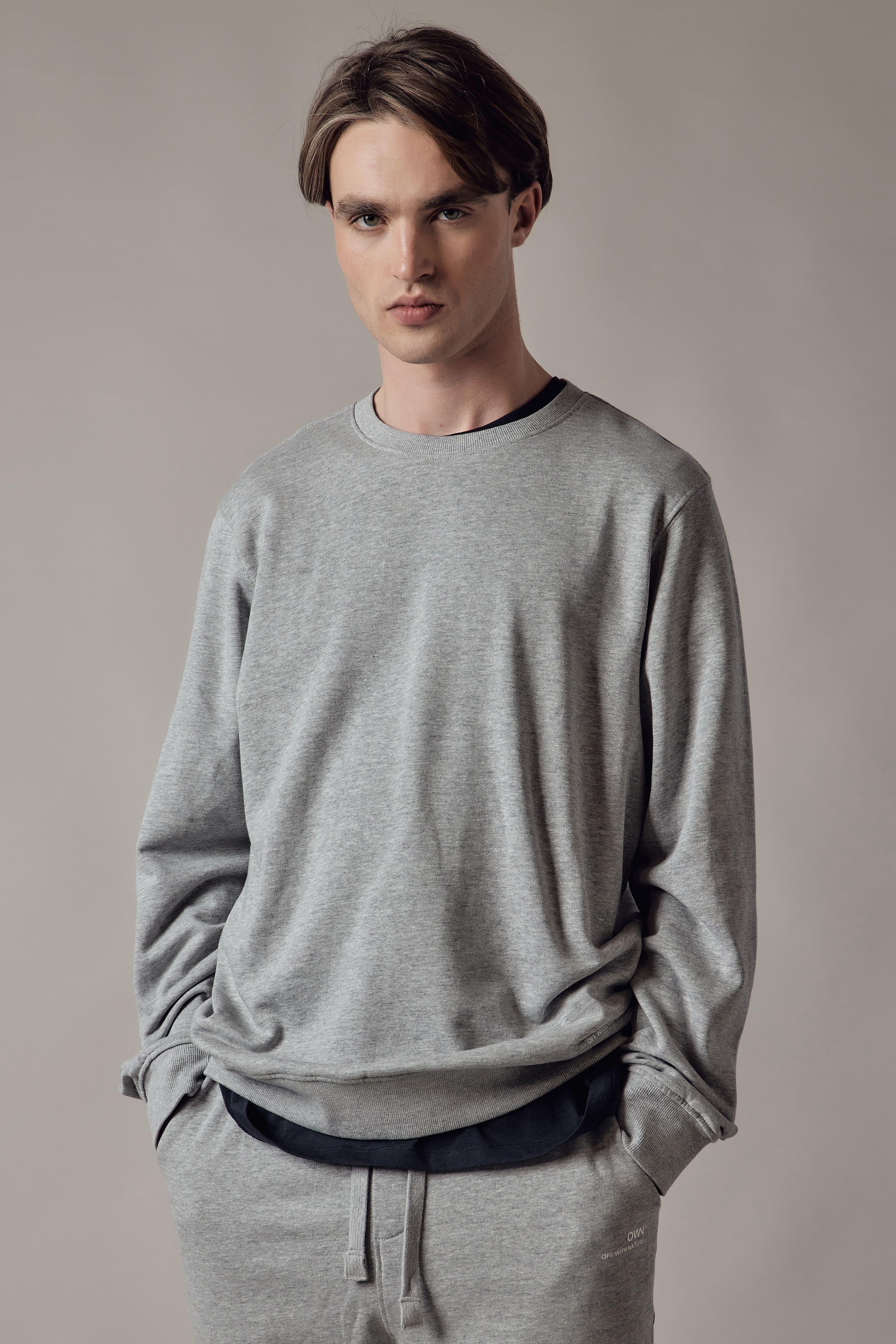 סווטשירט כותנה צווארון עגול