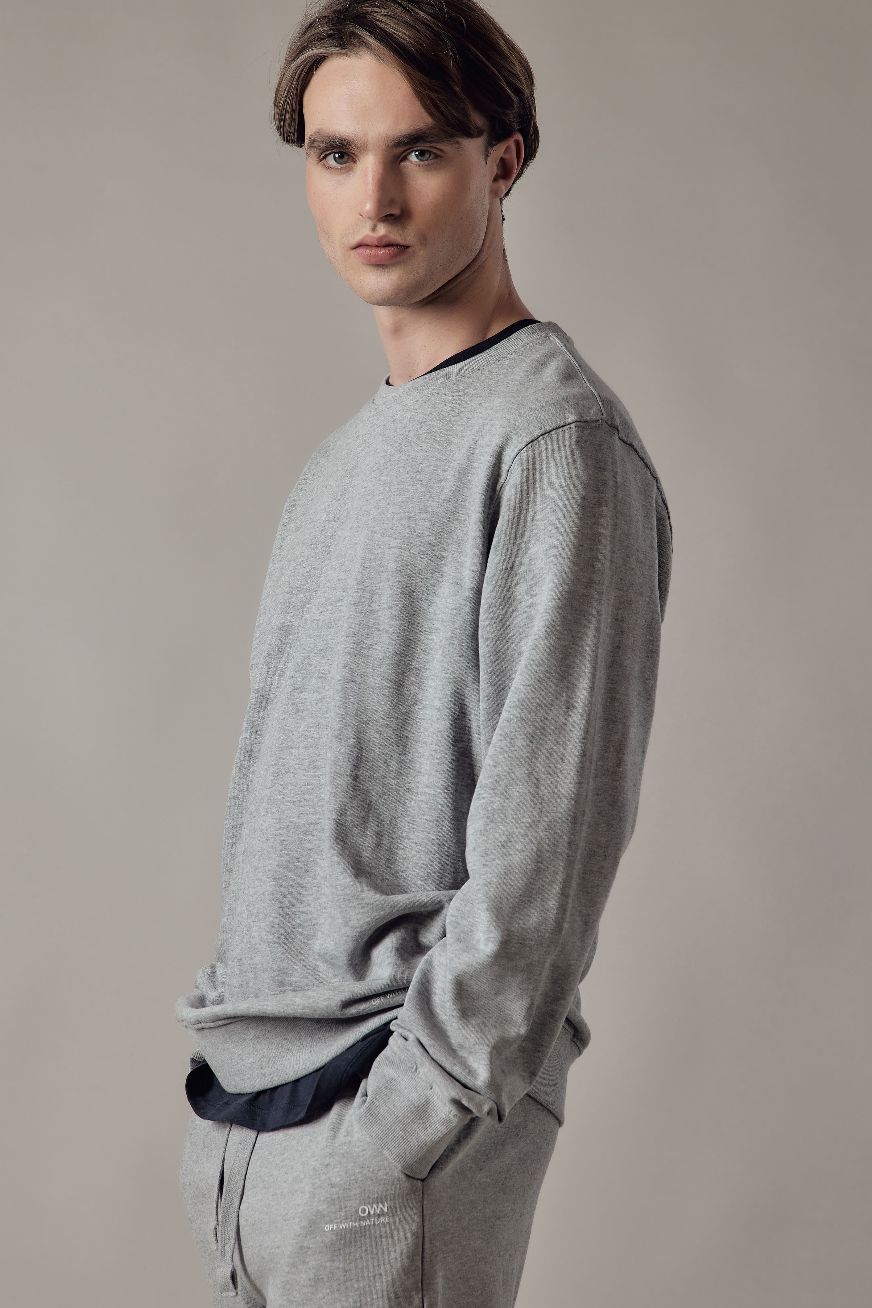 סווטשירט כותנה צווארון עגול