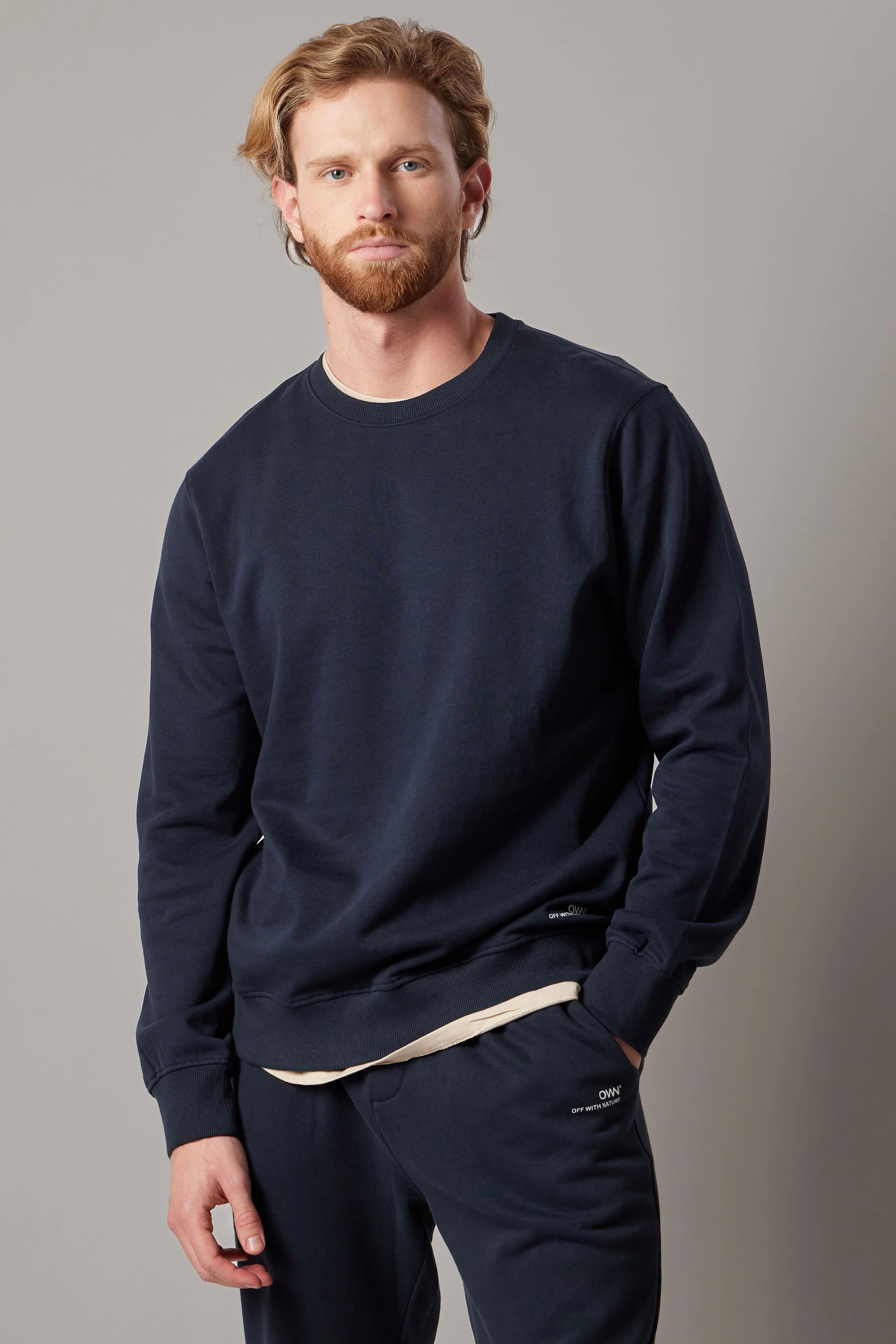 סווטשירט כותנה צווארון עגול