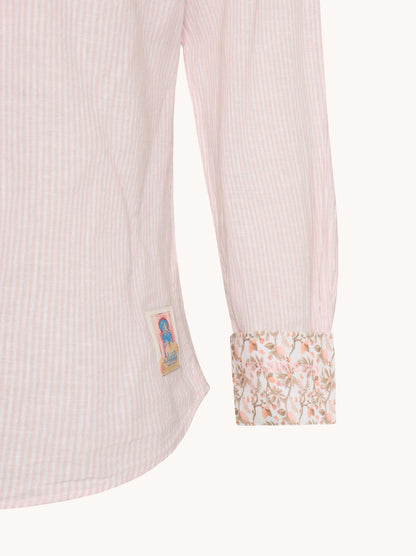 מכופתרת פשתן פסים