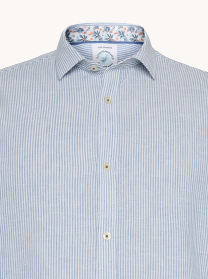 מכופתרת פשתן פסים