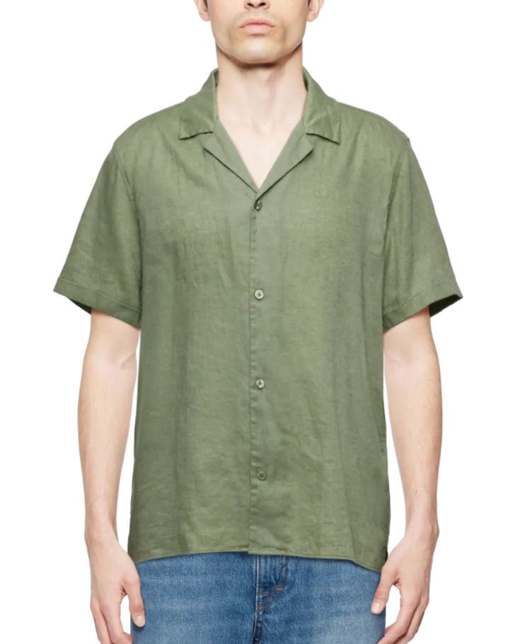 מכופתרת פשתן קצרה